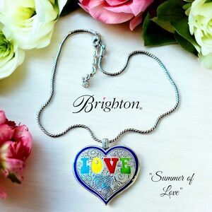 BRIGHTON "Summer of Love" Silver And Enamel Large Pendant Necklace